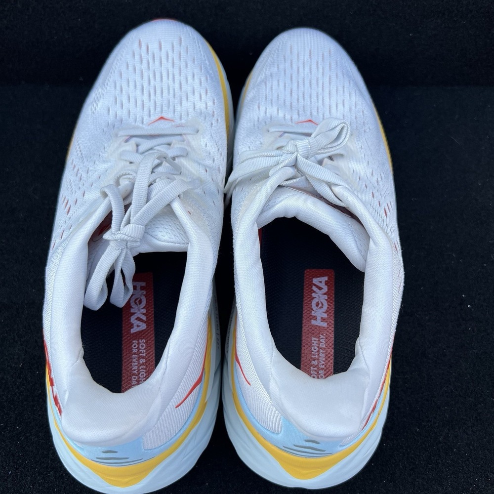 Hoka One One Clifton 8 White Red Mens Running Shoes Size 10.5D 1119398NCBDB - Picture 5 of 9
